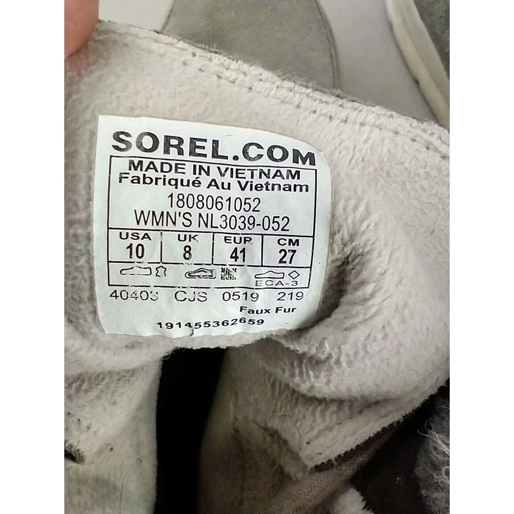 Sorel Explorer Joan Boots Womens 10 Gray Suede Shearling Lined NL3039-052 Winter